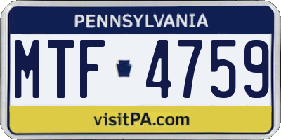 PA license plate MTF4759
