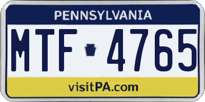 PA license plate MTF4765