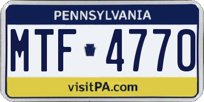 PA license plate MTF4770