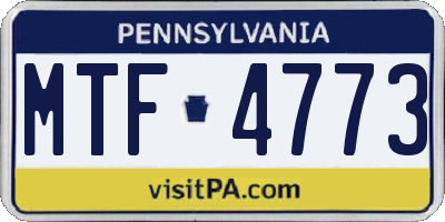 PA license plate MTF4773