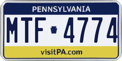 PA license plate MTF4774