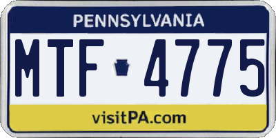 PA license plate MTF4775