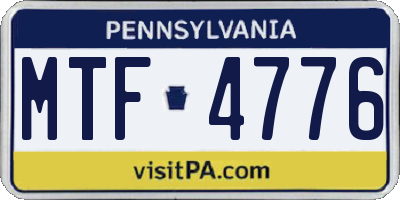 PA license plate MTF4776