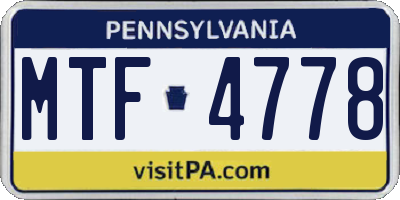 PA license plate MTF4778