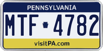 PA license plate MTF4782