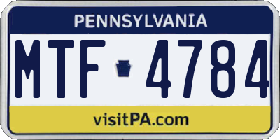 PA license plate MTF4784