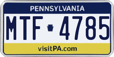 PA license plate MTF4785