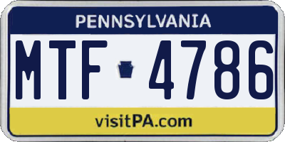 PA license plate MTF4786