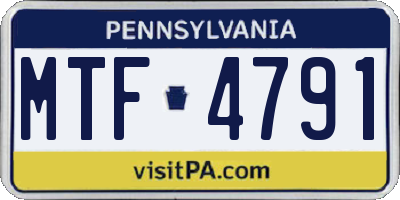 PA license plate MTF4791