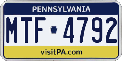 PA license plate MTF4792