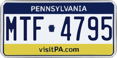 PA license plate MTF4795