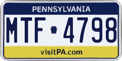 PA license plate MTF4798