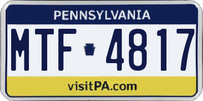 PA license plate MTF4817