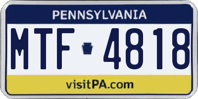 PA license plate MTF4818