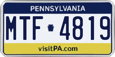 PA license plate MTF4819