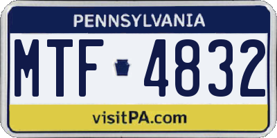 PA license plate MTF4832