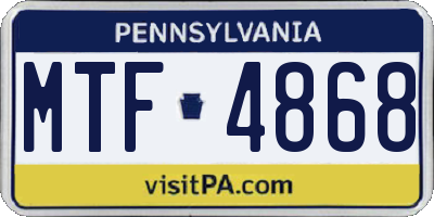 PA license plate MTF4868