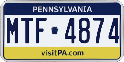 PA license plate MTF4874