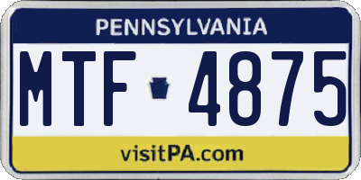 PA license plate MTF4875