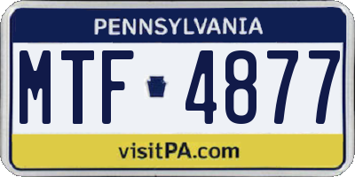 PA license plate MTF4877