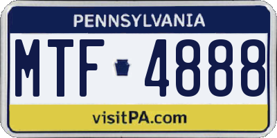 PA license plate MTF4888