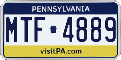 PA license plate MTF4889