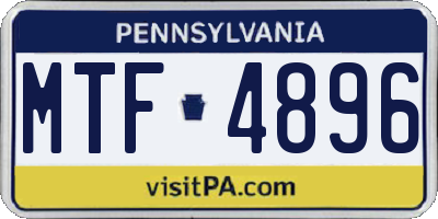 PA license plate MTF4896