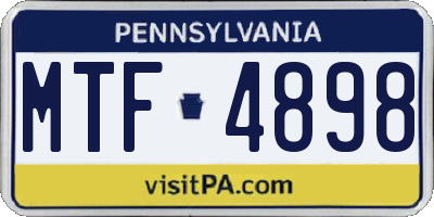 PA license plate MTF4898