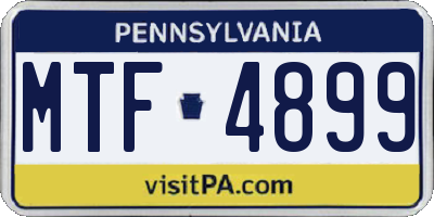 PA license plate MTF4899