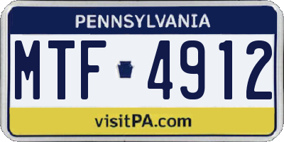 PA license plate MTF4912