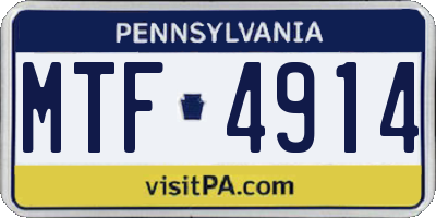 PA license plate MTF4914