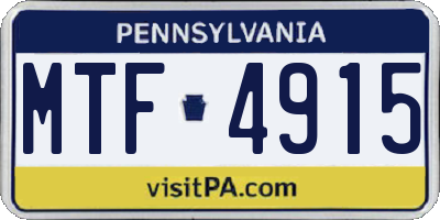 PA license plate MTF4915