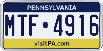 PA license plate MTF4916