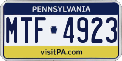 PA license plate MTF4923