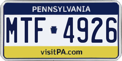 PA license plate MTF4926