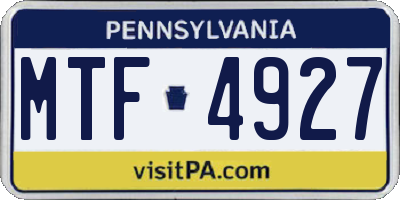 PA license plate MTF4927