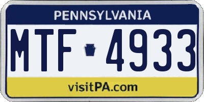 PA license plate MTF4933
