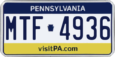 PA license plate MTF4936