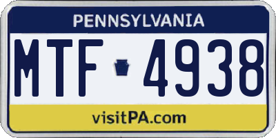 PA license plate MTF4938