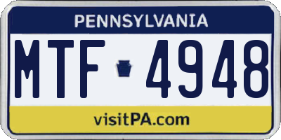 PA license plate MTF4948