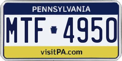 PA license plate MTF4950