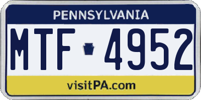 PA license plate MTF4952