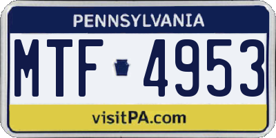 PA license plate MTF4953