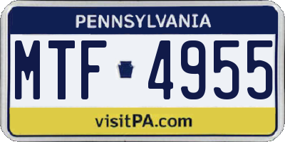 PA license plate MTF4955