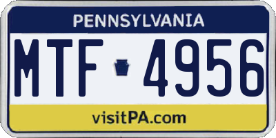 PA license plate MTF4956
