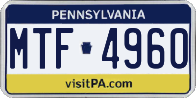 PA license plate MTF4960