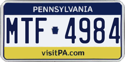 PA license plate MTF4984