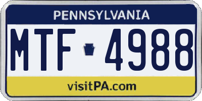 PA license plate MTF4988