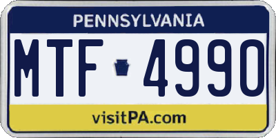PA license plate MTF4990