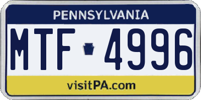 PA license plate MTF4996